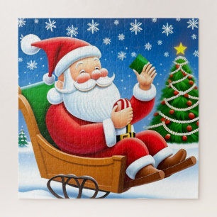 Weihnachtsmann genießt Heiligabend Familien-Spaß Puzzle
