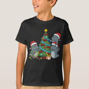 Weihnachtsmann Geschenk Weihnachtsbaum Manatee T-Shirt