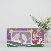 Weihnachtsmann, Geschenkboxen und Kardinal Fotokar Feiertagskarte (Stehend Vorderseite)