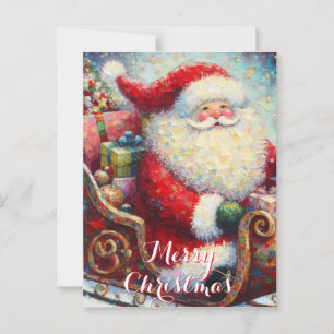 Weihnachtsmann & Geschenke auf dem Schlitten Perso Postkarte
