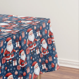 Weihnachtsmann, Geschenke, Schneeflocken und Ornam Tischdecke