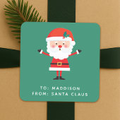 Weihnachtsmann-Geschenklabel | Weihnachtsgeschenk- Quadratischer Aufkleber