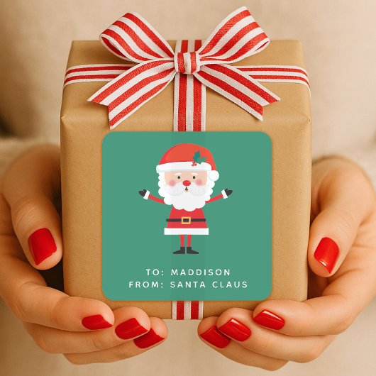 Weihnachtsmann-Geschenklabel | Weihnachtsgeschenk- Quadratischer Aufkleber