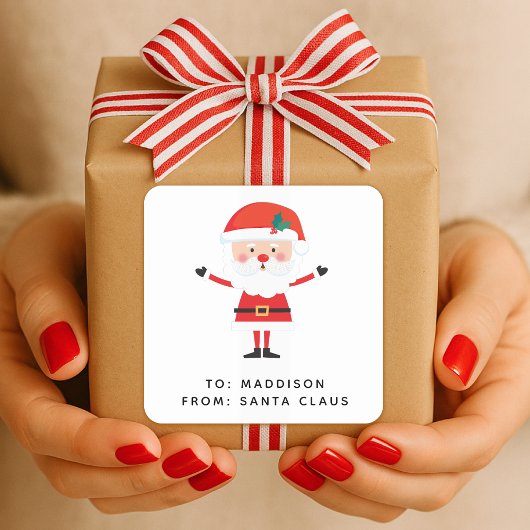 Weihnachtsmann-Geschenklabel | Weihnachtsgeschenk- Quadratischer Aufkleber