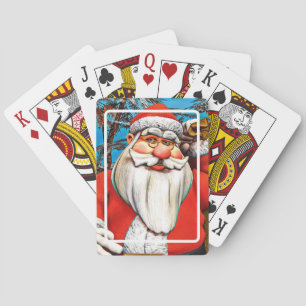 Weihnachtsmann-Geschenksack-Schneewald-Kunst Spielkarten