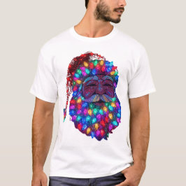 Weihnachtsmann-Gesicht aus Weihnachtsbaumlichtern T-Shirt