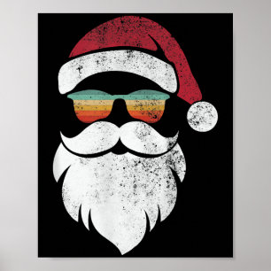 Weihnachtsmann-Gesicht Hut Bart Retro Sonnenbrille Poster