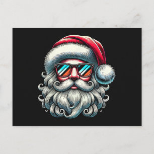 Weihnachtsmann-Gesicht Retro-Sonnenbrille Weihnach Feiertagspostkarte