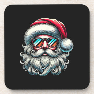 Weihnachtsmann Gesicht Retro Sonnenbrille Weihnach Getränkeuntersetzer