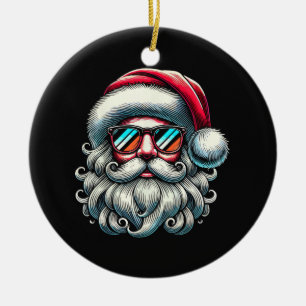Weihnachtsmann-Gesicht Retro-Sonnenbrille Weihnach Keramik Ornament