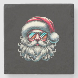 Weihnachtsmann-Gesicht Retro-Sonnenbrille Weihnach Steinuntersetzer