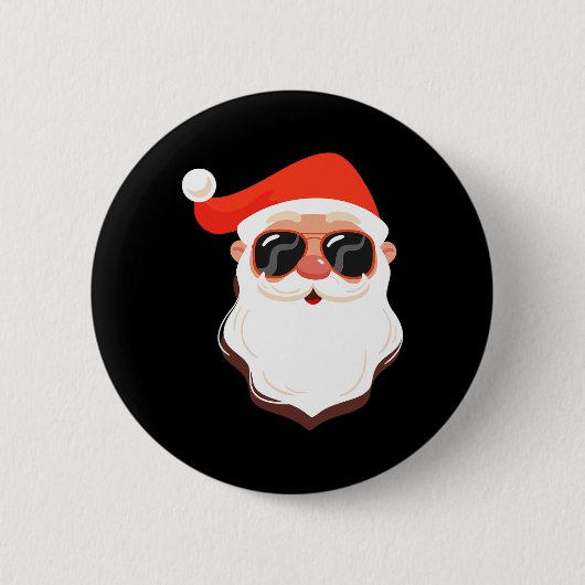 Weihnachtsmann Gesicht Sonnenbrille Mit Hut Bart S Button (Vorderseite)