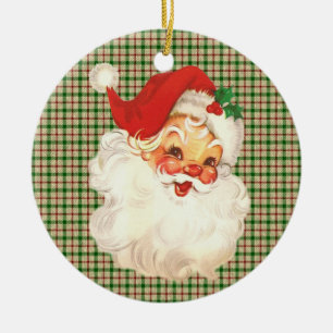 weihnachtsmann gesicht vintage keramikornament