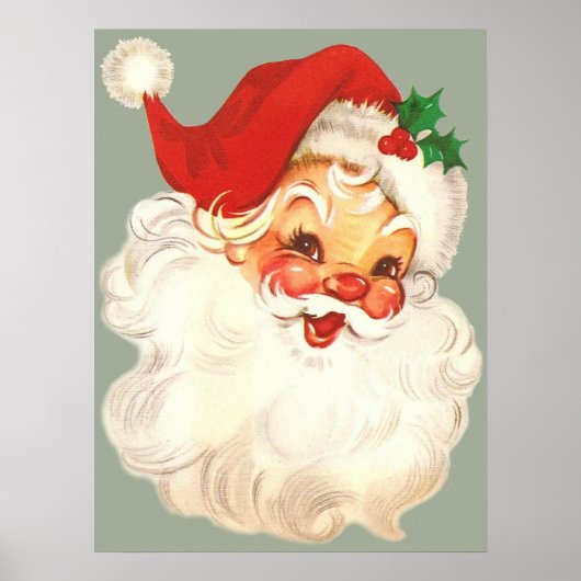 Weihnachtsmann-Gesicht Vintage Poster (Vorne)