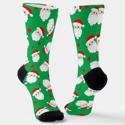 Weihnachtsmann-Gesichter Weihnachtsgeschenk bedruc Socken (Gewinkelt)
