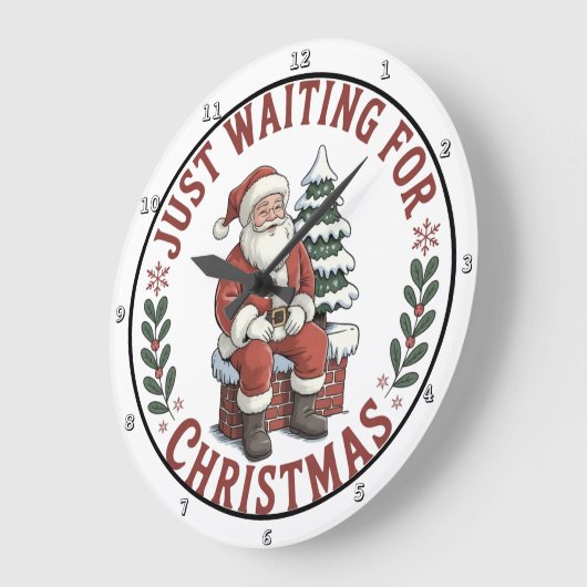 Weihnachtsmann Gewartet Große Wanduhr (Winkel)