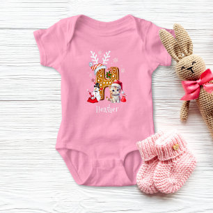 Weihnachtsmann Gingerbread Brief H für Mädchen Baby Strampler