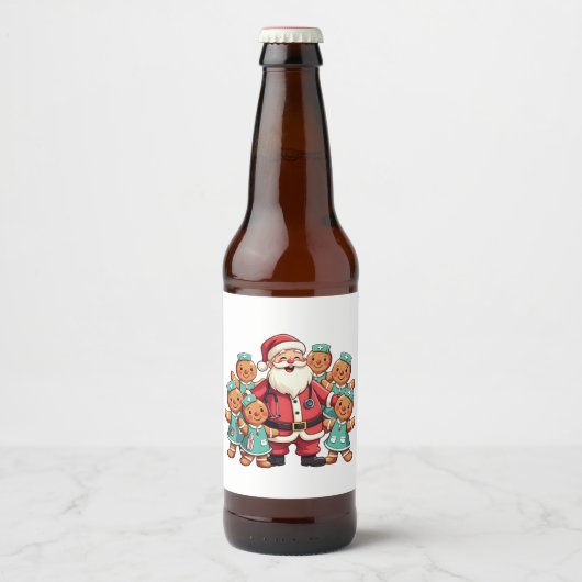 Weihnachtsmann Gingerbret Krankenpfleger Bierflaschenetikett (Vorderseite)