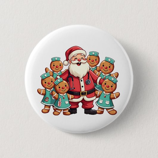 Weihnachtsmann Gingerbret Krankenpfleger Button (Vorderseite)