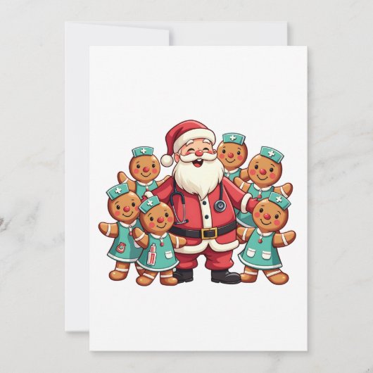 Weihnachtsmann Gingerbret Krankenpfleger Einladung (Vorderseite)