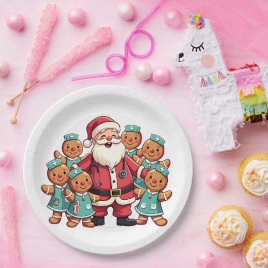 Weihnachtsmann Gingerbret Krankenpfleger Pappteller (Party)