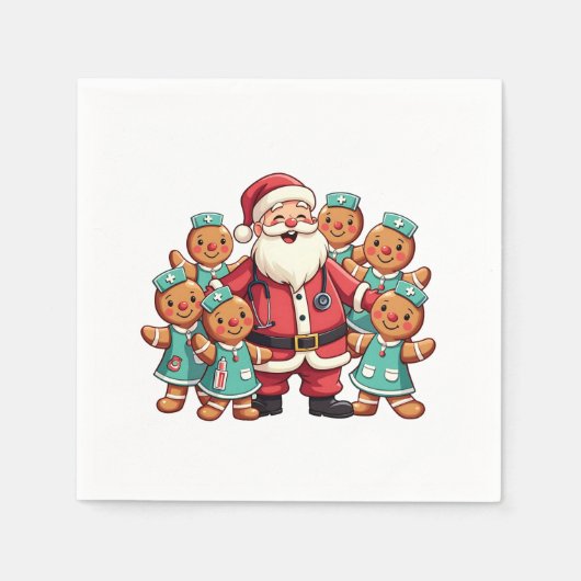 Weihnachtsmann Gingerbret Krankenpfleger Serviette (Vorderseite)
