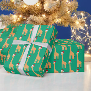 Weihnachtsmann-Giraffe Geschenkpapier