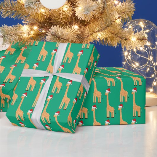 Weihnachtsmann-Giraffe Geschenkpapier (Feiertage)