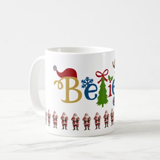 Weihnachtsmann glaubt Weihnachten Kaffeetasse (Vorderseite Links)