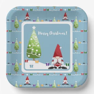 Weihnachtsmann-Gnom für Weihnachten-Papierplatte Pappteller