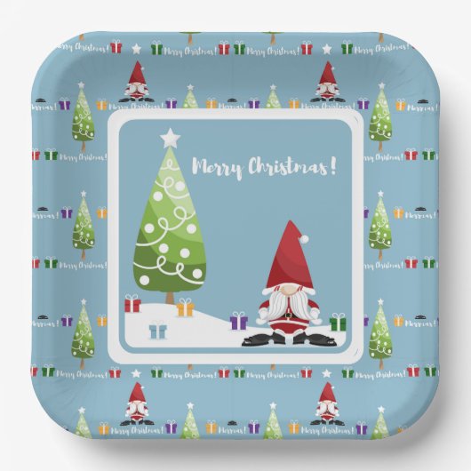 Weihnachtsmann-Gnom für Weihnachten-Papierplatte Pappteller (Vorderseite)