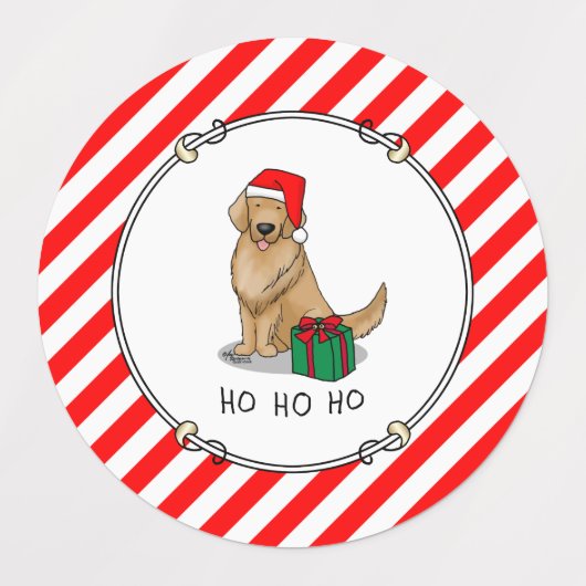 Weihnachtsmann Golden Retriever Dog Niedlich Etiketten (Design 2)