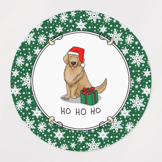 Weihnachtsmann Golden Retriever Dog Niedlich Etiketten (Design 1)