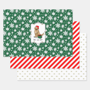 Weihnachtsmann Golden Retriever Dog Niedlich Geschenkpapier Set