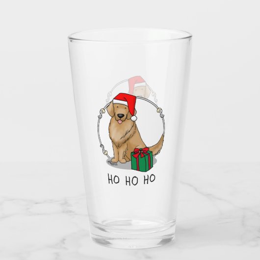 Weihnachtsmann Golden Retriever Dog Niedlich Glas (Rückseite)