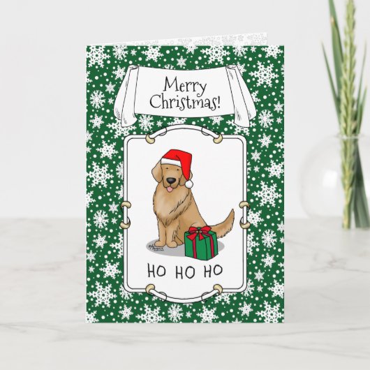Weihnachtsmann Golden Retriever Dog Niedlich Karte (Vorderseite)