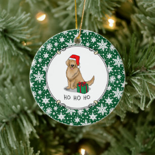 Weihnachtsmann Golden Retriever Dog Niedlich Keramik Ornament