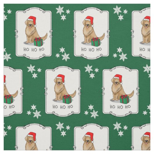 Weihnachtsmann Golden Retriever Dog Niedlich Stoff (Muster)