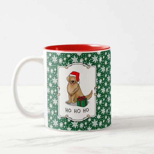 Weihnachtsmann Golden Retriever Dog Niedlich Zweifarbige Tasse (Links)