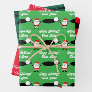 Weihnachtsmann Golf Cartoon Weihnachten Geschenkpapier Set