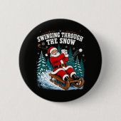 Weihnachtsmann Golfen Frohe Weihnachten Golfer Button (Vorderseite)