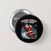 Weihnachtsmann Golfen Frohe Weihnachten Golfer Button (Vorne & Hinten)