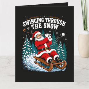 Weihnachtsmann Golfen Frohe Weihnachten Golfer Dankeskarte