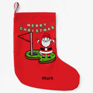 Weihnachtsmann Golfer mit Frohe Weihnachten Kleiner Weihnachtsstrumpf