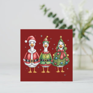 Weihnachtsmann Goose Santa Duck Alberne Gänse Feiertagskarte