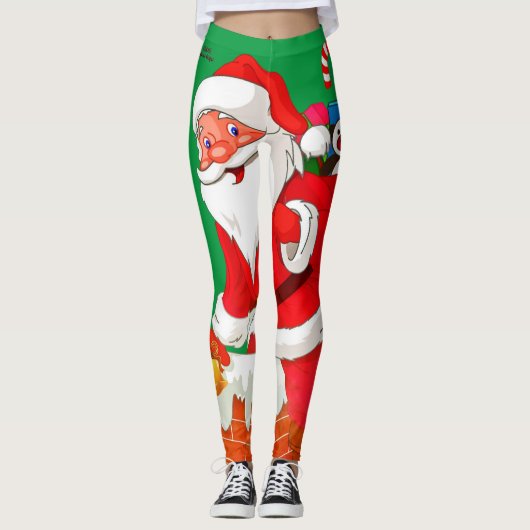 Weihnachtsmann Grüne Leggings (Vorderseite)