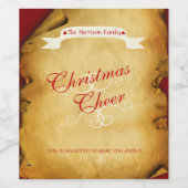 Weihnachtsmann, Grunge Paper Funny Weinetikett (Einzelnes Label)