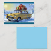 Weihnachtsmann-Grußkarte Oldtimer Mitteilungskarte (Vorne/Hinten)