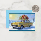 Weihnachtsmann-Grußkarte Oldtimer Mitteilungskarte (Vorderseite/Rückseite Beispiel)
