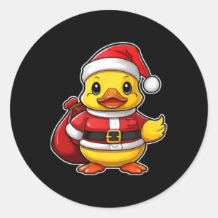 Weihnachtsmann-Gummiente Frohe Weihnachten Festlic Runder Aufkleber